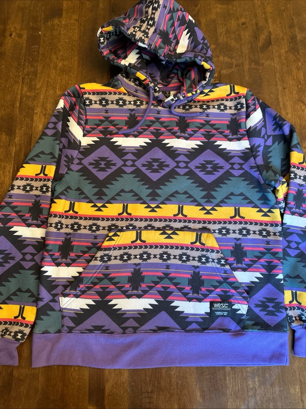 WESC Aztec Bright Colorful Hoodie Sweatshirt Blanket Stockholm Sweden Unisex